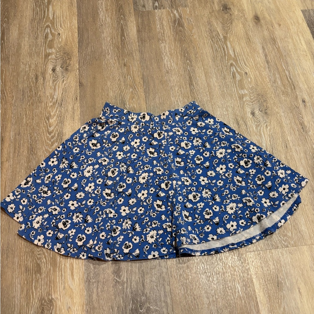 SO Blue and White Casual Mini Skater Skirt